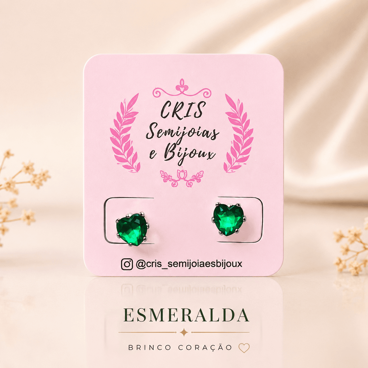Brinco • Coração Esmeralda